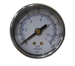 背部安裝式壓力表，0-160psi
